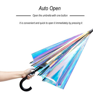 Holographique 23 "coloré clair mode dames Transparent <span class=keywords><strong>paillettes</strong></span> coloré <span class=keywords><strong>parapluie</strong></span> Laser holographique <span class=keywords><strong>parapluie</strong></span> - Product Image 2