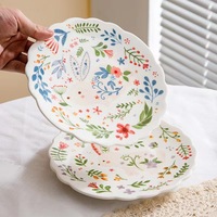 Assiette en céramique de porcelaine de lapin mignon de fleur peinte à la main Offre Spéciale assiette de lapin de pâques assiette de lapin de 8 pouces assiette de décoration