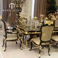 Meubles de villa de luxe, chaises de salle à manger de style royal classique, ensemble de table en bois massif 8 places