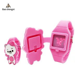 Penjualan terlaris harga pabrik jam tangan Digital Flip kartun warna-warni anak-anak dengan tali jam tangan silikon tidak beracun