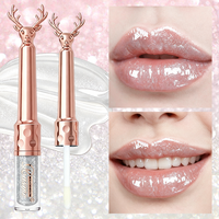 Gloss à lèvres effet miroir argenté en forme de cerf, hydratant, longue tenue, brillant, liquide, cosmétique OEM, marque privée, vente chaude