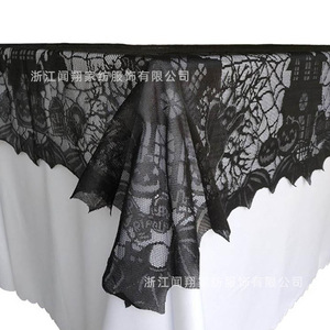 Mantel de Halloween con diseño de telaraña negra, en poliéster estampado, para decoración de fiestas, 137x182cm - Product Image 3