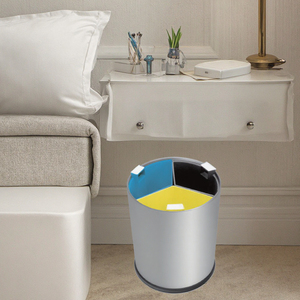 Vente en gros <span class=keywords><strong>Poubelle</strong></span> de <span class=keywords><strong>tri</strong></span> en acier inoxydable Capacité de 13 litres avec 3 seaux à déchets intérieurs à code couleur pour hôtels et bureaux - Product Image 5