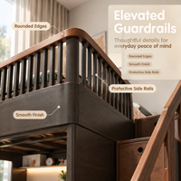 Lit superposé en bois massif avec escalier de rangement, lit mezzanine double, lit superposé personnalisé pour chambre à coucher avec tiroirs et barrière de sécurité