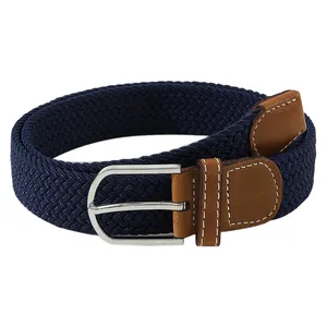 Spot Custom Unisex Men Casual Knitted Fabric Woven Braided Elastic Stretch Belt for Women Jeans Multi-color