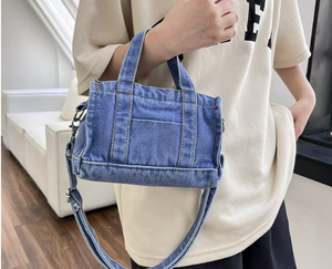 批发牛仔购物袋新设计时尚压花便携式牛仔购物袋手提袋 - Product Image 3