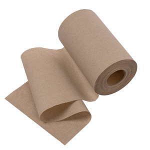 Rouleau de papier essuie-tout recyclé en kraft, 1 pli, 38 g/m², 8 x 350 pieds, diamètre du mandrin 5 cm, 12 rouleaux par carton avec film rétractable et étiquette - Product Image 3