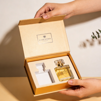 Caja de Perfume Magnética Rígida Personalizada, Hecha a Mano, de Lujo, Forrada con Esponja, Portátil, Simple, para Botellas Vacías, con Logotipo en Lámina Dorada, Venta al Por Mayor