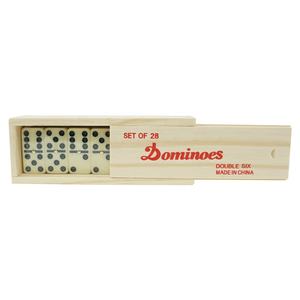 Set di <span class=keywords><strong>Domino</strong></span> Doppio 6 Personalizzato all'Ingrosso, 28 Pezzi in Melamina Avorio con Chiodo Dorato in Custodia di Legno per Giochi da Tavolo - Product Image 2