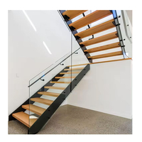 DIY Villa Escaliers flottants Intérieur Moderne en Bois Invisible Mono Stringer Escalier Chêne Blanc Escaliers à Double Poutre