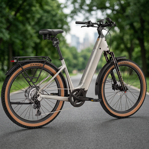 Vélo hybride 26 pouces, cadre en alliage d'aluminium, freins à disque doubles, 21 vitesses, fourche à suspension, selle confortable, utilisation en ville - Product Image 2