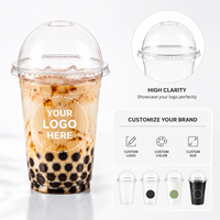 Gobelets compostables certifiés BPI en PLA, 12 oz, 16 oz, 20 oz, 24 oz, transparents, jetables, pour café glacé et boissons froides, avec couvercles plats