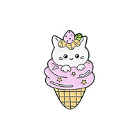 Offre Spéciale chat dessin animé créativité Animal émail nickelé en alliage de Zinc crème glacée métal artisanat épinglette pour cadeau