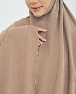 Ropa islámica para mujer, vestido de tela satinada suave, 2 piezas, Malaysia Jubah Muslimah Dubái - Product Image 5