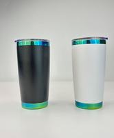 Tasse à bière en métal plaqué miroir vert de 20oz avec logo personnalisé tasse de voyage à café isolée sous vide en acier inoxydable