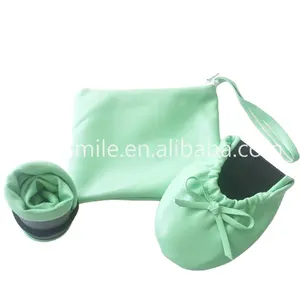 Brand women favor folding ballet shoes foldable ballerina shoes matching green shoes and bags