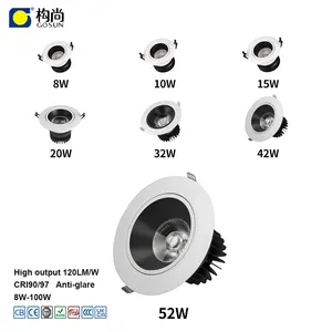 High-power 52w indooe lighting downlight CRI97 anti-glare TUYA dimmable recessed led downlight for hotel home store