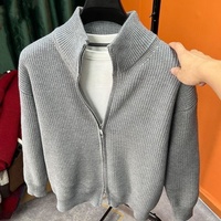 Pull à fermeture éclair uni pour homme, pull tout-aller, automne et hiver, veste slim populaire, col montant pour homme