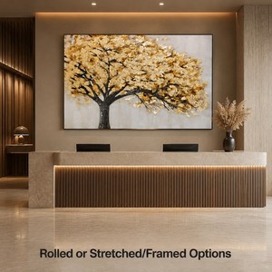 Quadro Moderno Dipinto a Mano con Paesaggio Astratto e Albero della Vita Dorato, Arte Murale 3D in Acrilico Ecologico per Arredamento Soggiorno - Product Image 4