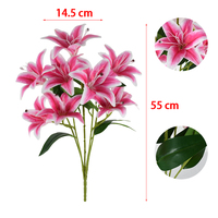 Arrangement de lys blanc rose réaliste 55cm fleurs artificielles à tige métallique pour la décoration de café d'Asie du Sud-Est Moyen-Orient