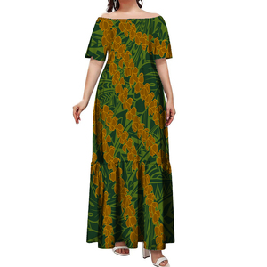 Venta Directa al por Mayor, Vestido Plisado de Manga Corta con Diseño de Patrón Samoano Malu, Talla Grande 7XL, Estilo Casual de Negocios - Product Image 4