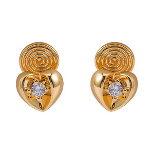 Pendientes de Zirconia en Forma de Corazón, Plata de Ley S925, Chapados en Oro, Hipoalergénicos, Minimalistas, Románticos, Joyería Fina <span class=keywords><strong>para</strong></span> Mujer, Uso Diario - Product Image 1