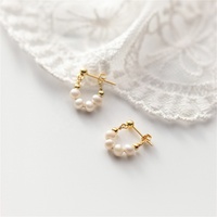 Boucles d'oreilles FUAMAY en argent sterling plaqué rhodium avec perles d'eau douce naturelles, ovales, véritables perles baroques blanches