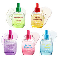 Collection de sérums actifs pour soins de la peau professionnels en marque privée OEM avec rétinol, peptides, B5, B3, VE, VC, HA pour tous les groupes d'âge