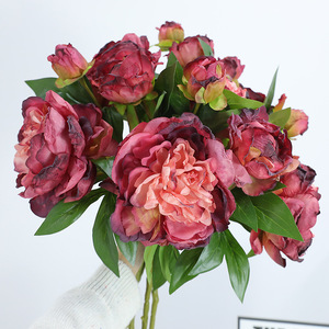 Peony Artificial Flower Single Stem High Simulation Plastic Silk White <b>Light</b> Pink Dark Pink For Home Wedding Decoration - Product Image 4