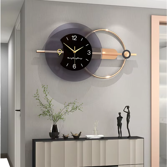 Modern Luxury Digital Wall Clock for Living Room-No Drill Installation Stylish Minimalist Design Home Decorative Timepiece