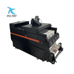 PO-TRY 600mm चौड़ाई मेनटॉप बड़े प्रारूप 4 प्रिंटर्ट हेड टी-शर्ट प्रिंटर पाउडर शेकिंग मशीन