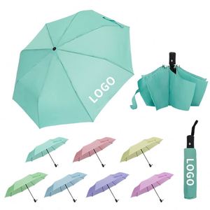21 Inch 8 Bone Wholesale Promotional Cheap Custom Print 3 Folding Light Weight <b>Umbrella</b> With Logo - Product Image 2