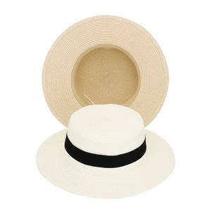 Sombrero plano de paja panameña con parte superior redonda y hebilla cuadrada personalizada, sombrilla de <span class=keywords><strong>turismo</strong></span> de verano, sombreros de pescador de ala grande, HT-2183 - Product Image 4