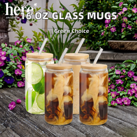 Verres transparents de 16 oz, prix d'usine, avec couvercles en bambou et pailles, tasses en forme de canette de cola pour boissons froides