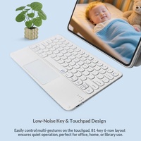 Keyboard Bluetooth Ultra-Tipis 9.7-11 Inci untuk Tablet 12.9 Inci, Tombol Bulat Senyap dengan Pad Angka & Tata Letak Aritmatika