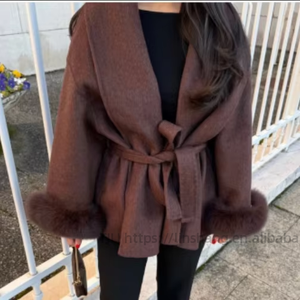 New Fall/Winter Women's Wear Casual Elegant Loose Collar Solid-Color Wool Coat Fashion - Product Image 3