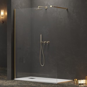 Kamalu KW-100G 50 cm cabina doccia rettangolare satinata oro finitura Frameless 6mm vetro impermeabile funzione 8mm di spessore vassoio - Product Image 1