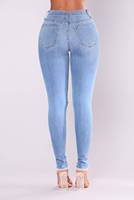 Jeans Ripped Denim Femme Grande Taille 3XL en Gros, Jeans Colombianos Por Mayor Tendance Bleu Uni Skinny Classique pour Femme