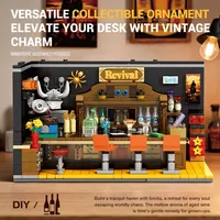 Reobrix 66304 MOC Ancien Bar à Vin avec Tourne-disque, Kits de Modèles de Scène Urbaine, Briques de Construction, Ornements de Bureau, Cadeaux