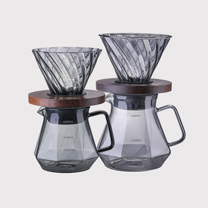 Ensemble de filtres à café en verre Kafei Shi 400 ml 600 ml avec base en bois pour usage domestique - Product Image 1