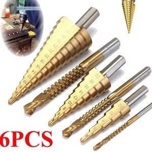 Yiduo Metric Step <b>Drill</b> <b>Bits</b> Hex Shank TiCN Coated For Nonferrous Metals 6Pcs Set - Product Image 4