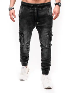 Autumn <b>Winter</b> New Men's Straight Fitting Pencil Pants Business Casual Classic Fashion Denim Colored Slim Fit Black Blue J0054 - Product Image 2