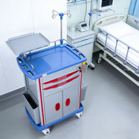 Chariot médical portable d'urgence pour hôpital, en ABS épaissi et alliage d'aluminium, boîte à médicaments d'anesthésie multifonction durable avec 4 roulettes