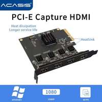 Carte de capture vidéo PCIe X4 4 canaux 1080P 60Hz YUY2 non compressée MP4 pour diffusion en direct de caméra sur ordinateur portable