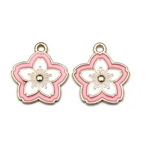 Breloques en alliage de zinc style japonais, fleurs de cerisier multicolores, pendentif DIY, accessoire de bijouterie, porte-clés, breloque de téléphone portable - Product Image 5