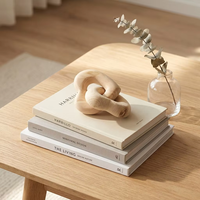 Décoration en bois sculptée à la main à 2 maillons, sculpture esthétique en bois naturel entrelacé pour table basse, étagère, maison de campagne, style bohème