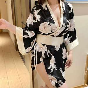Seksi İç Giyim Kadın Japon Tarzı Kimono Oyun Üniforması Baştan Çıkarıcı Kıyafet Baskılı Oyun Bornozu - Product Image 4