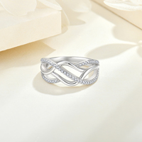 Ensemble de bagues de couple torsadées en argent sterling 925, serties de zircone cubique, bagues infini pour lui et pour elle, bijoux pour les doigts, cadeau