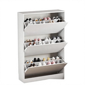 Ultra Thin Modern Wooden <b>Shoe</b> Cabinet Home Use Narrow Storage Entryway <b>Wall</b> Mounted Design Flip Top Style -Hallway <b>Shoe</b> <b>Rack</b> - Product Image 4