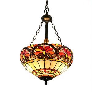 Lampe suspendue LED décorative en verre Tiffany de Chine, 16 pouces, rouge, avec 2 lumières, protection des yeux, pour petit bar ou éclairage de bureau - Product Image 1